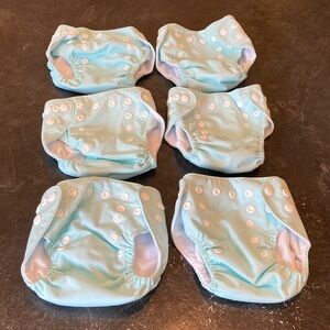 Alva Baby light teal blue green cloth diaper covers - set of 6